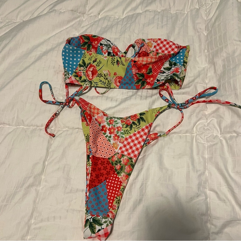 Colorful Patchwork Bikini Set - Picture 2 of 4